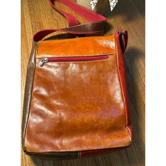 I’Mago Leather Saddle Bag Purse, Multi Color Crossbody Boho Hippie Italy - Picture 4 of 12